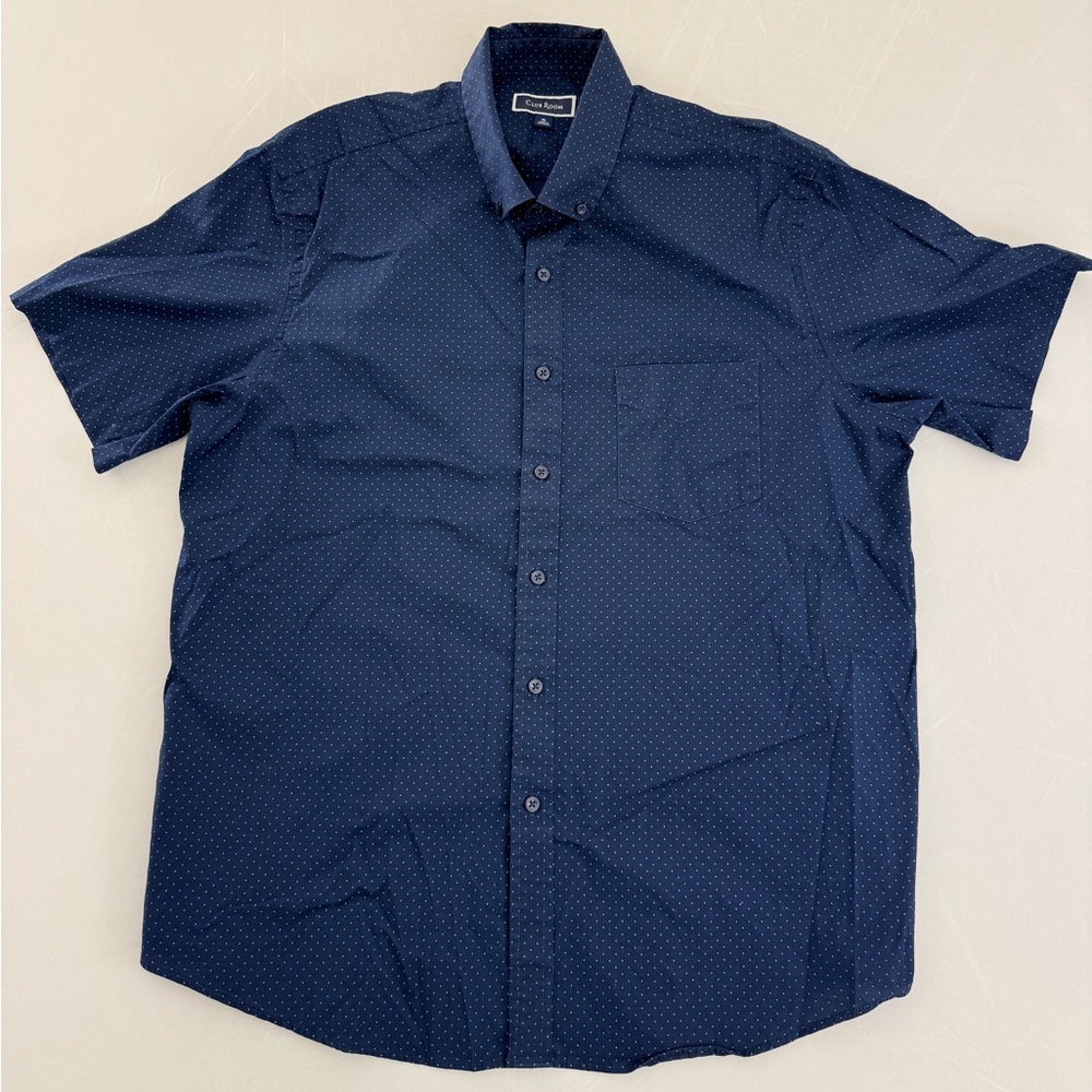 Navy Blue Club Room SS XL Men’s Button Up Shirt Short Sleeve Extra Large